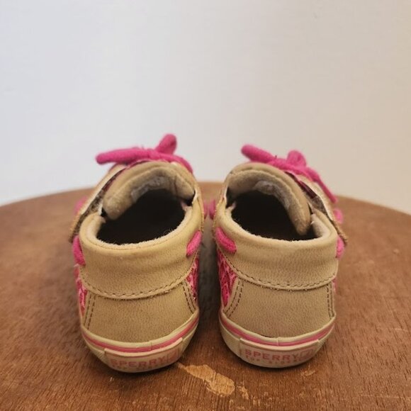 Sperry Top-siders Infant Toddler Pink Cheetah Boat Crib Shoes Size 3 - Picture 4 of 6